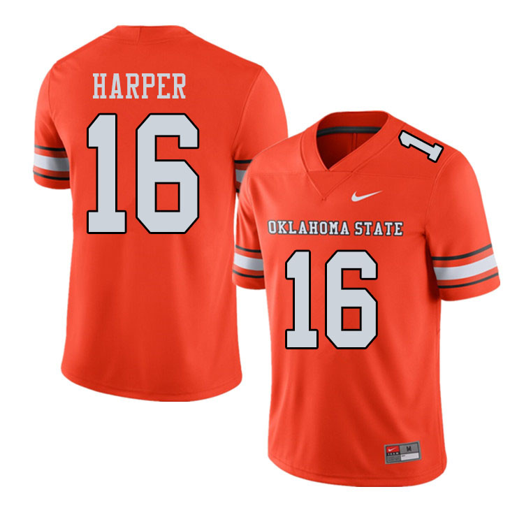 Men #16 Devin Harper Oklahoma State Cowboys College Football Jerseys Sale-Alternate Orange